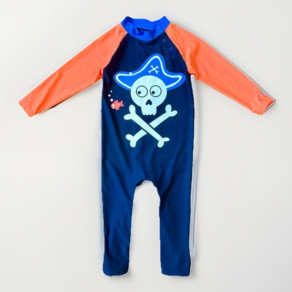 Coolibar Baby Beach UPF 50+ Boy Silly Pirate Protective Swim Sunsuit 18 24 M
